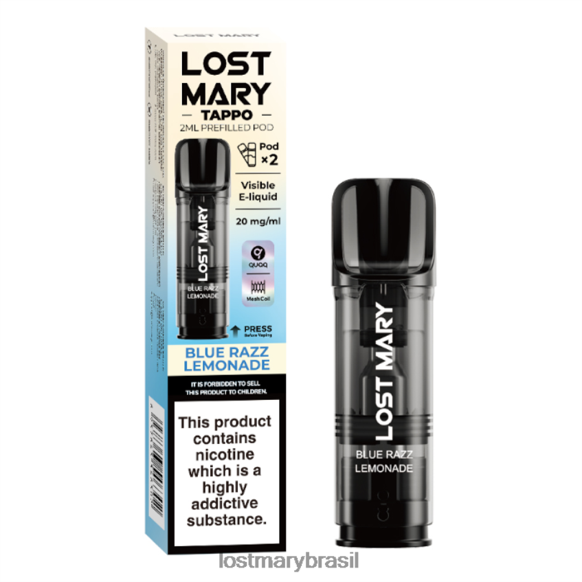 cápsulas pré-cheias de Lost Mary Tappo - 20 mg - 2 unidades H22VDL181 limonada razz azul | LOST MARY Vape