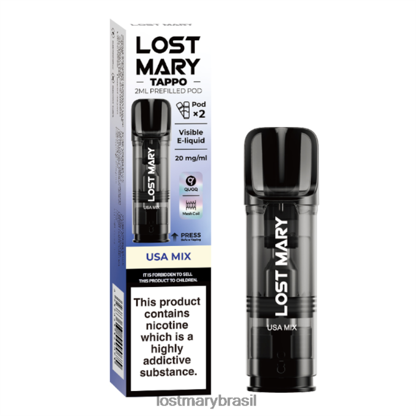 cápsulas pré-cheias de Lost Mary Tappo - 20 mg - 2 unidades H22VDL184 mistura dos EUA | LOST MARY Vape Okusi