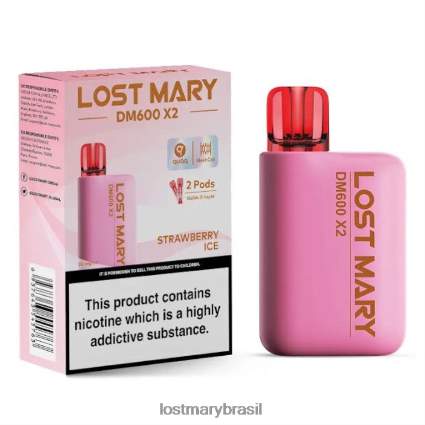 vape descartável perdido mary dm600 x2 H22VDL205 gelo de morango | LOST MARY Puffs