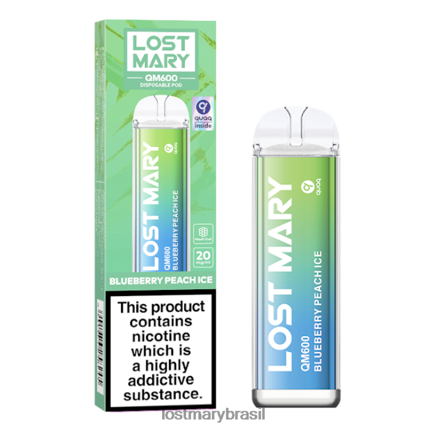 vape descartável perdido mary qm600 H22VDL161 gelo de mirtilo e pêssego | LOST MARY Vape